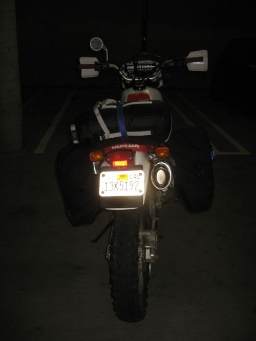 xr600r with dirtbagz from the rear